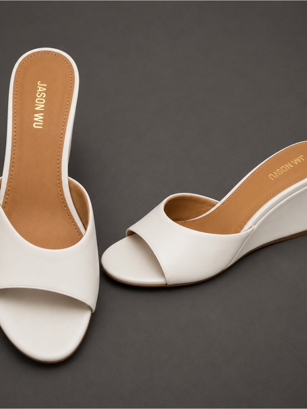 Jason Wu White Open-Toe Wedge Slide Sandals